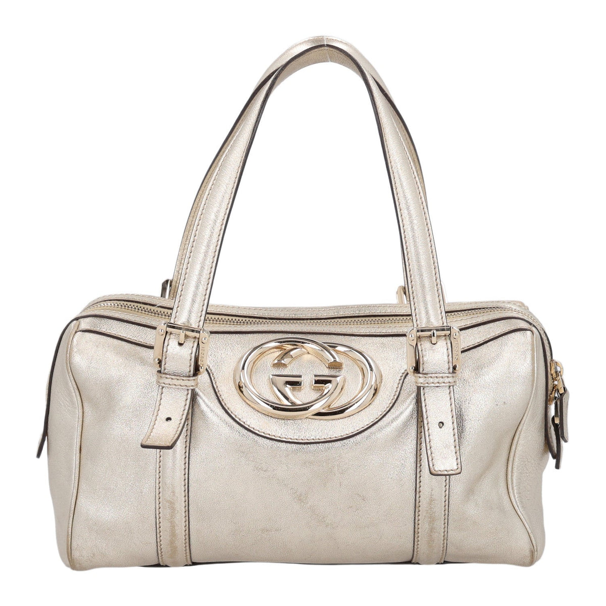 Metallic Calfskin Small Britt Boston Gold