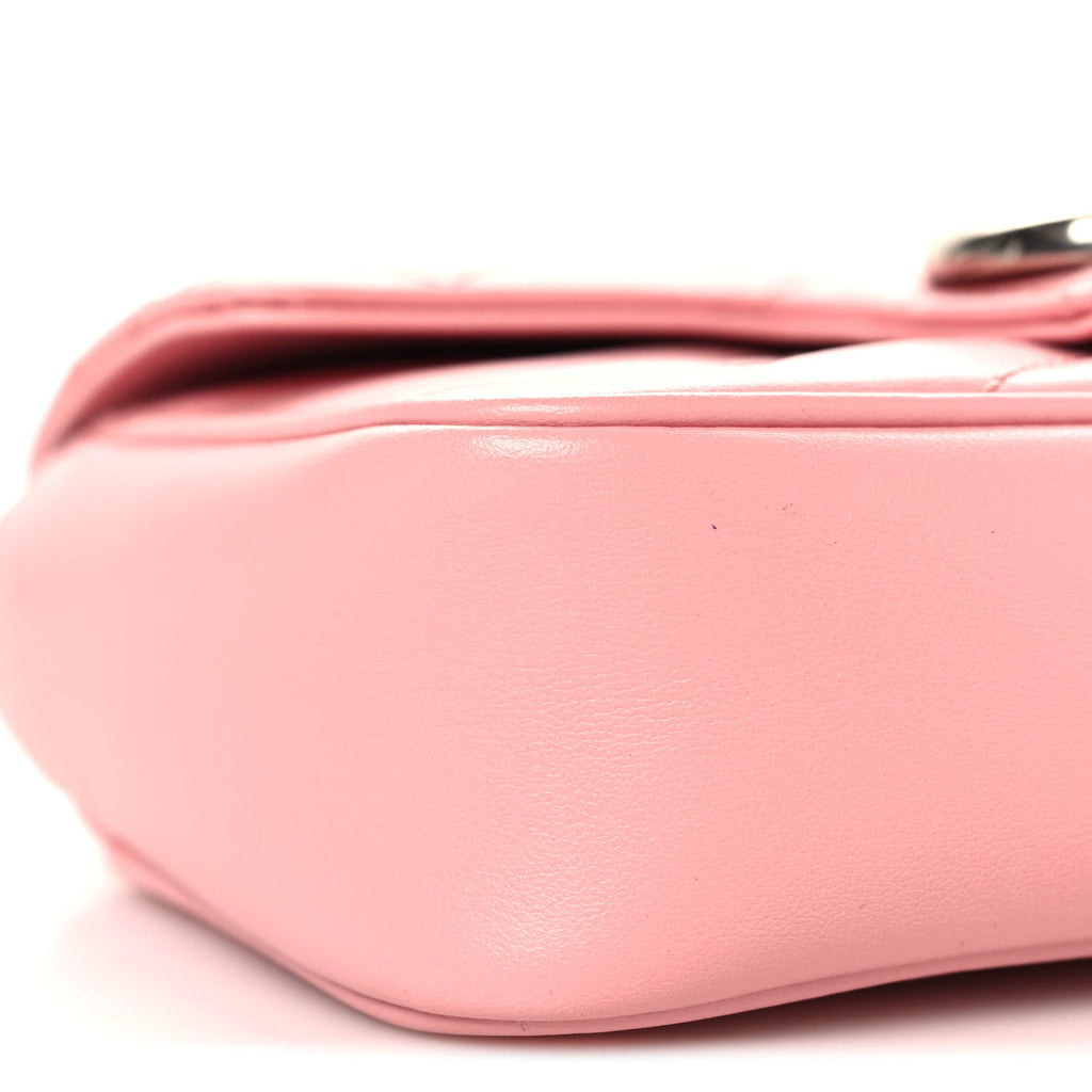 Calfskin Matelasse Super Mini GG Marmont Shoulder Bag Wild Rose