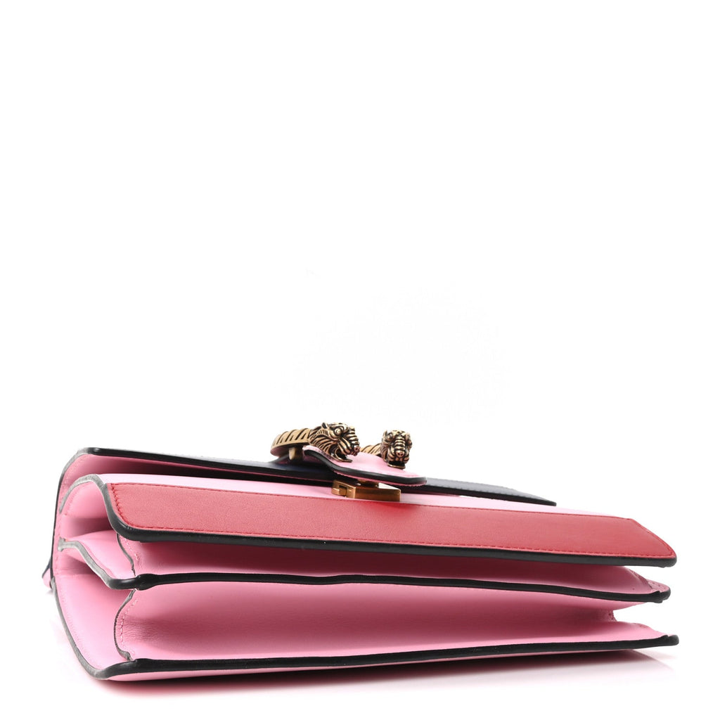 Moon Calfskin Web Medium Dionysus Bamboo Top Handle Bag Sugar Pink Blue Agata Hibiscus Red