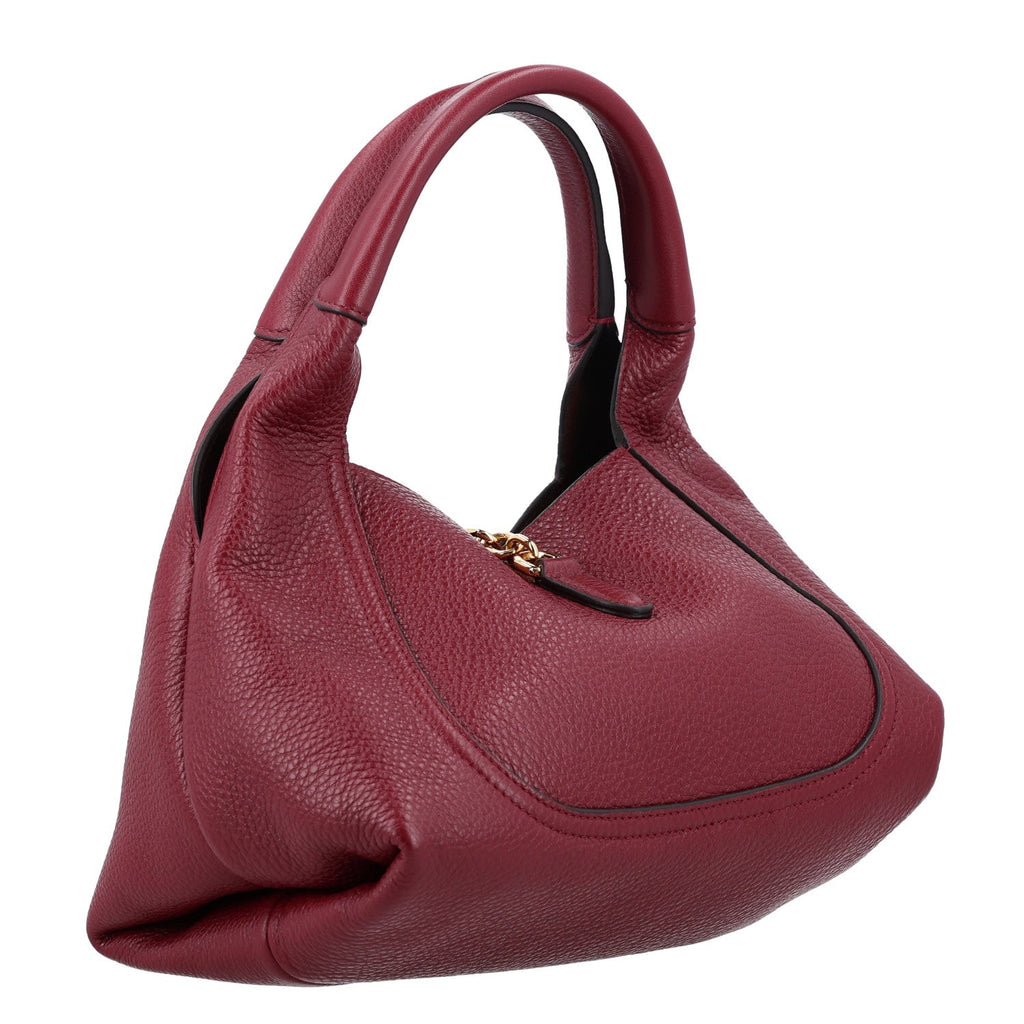 Grained Calfskin Softbit Medium Shoulder Bag Rosso Ancora