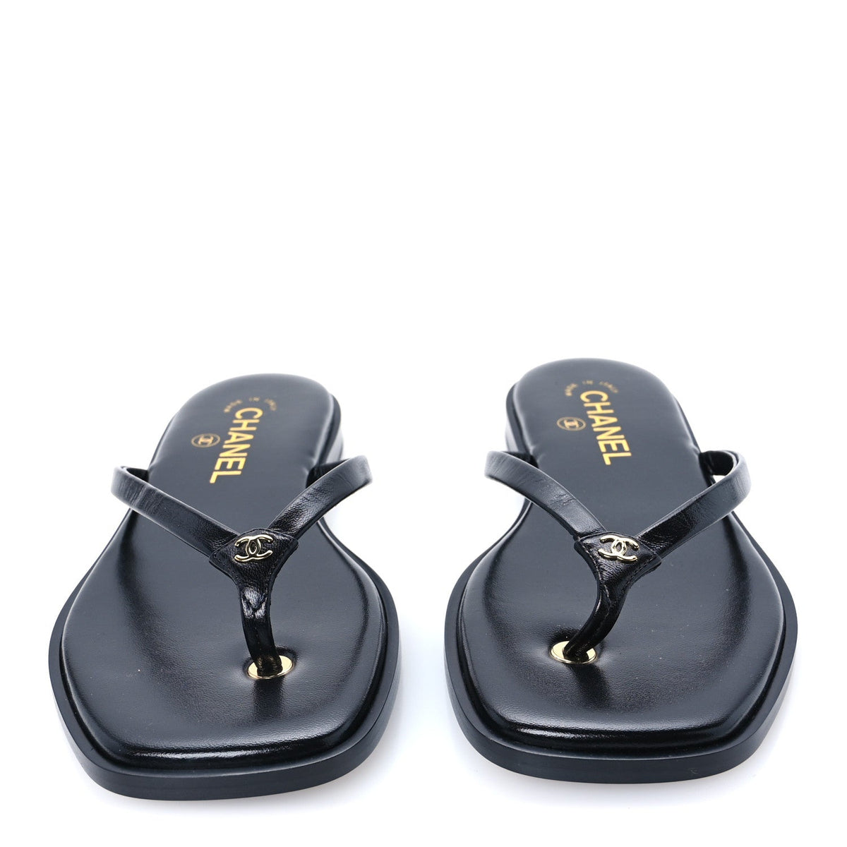 Goatskin CC Times Square Thong Sandals 37.5 Black