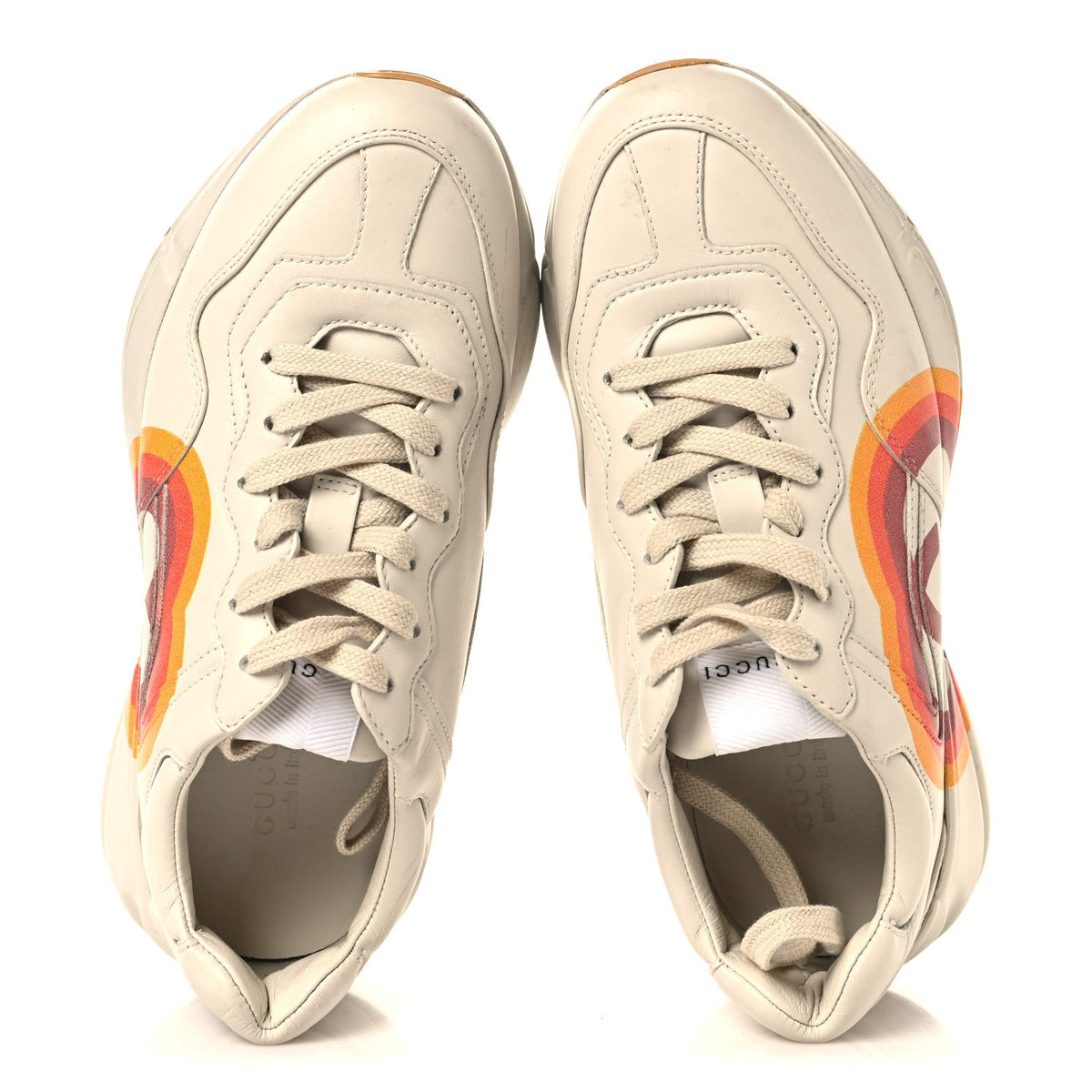 Calfskin Interlocking G Heart Rhyton Sneakers 36.5 Mystic White
