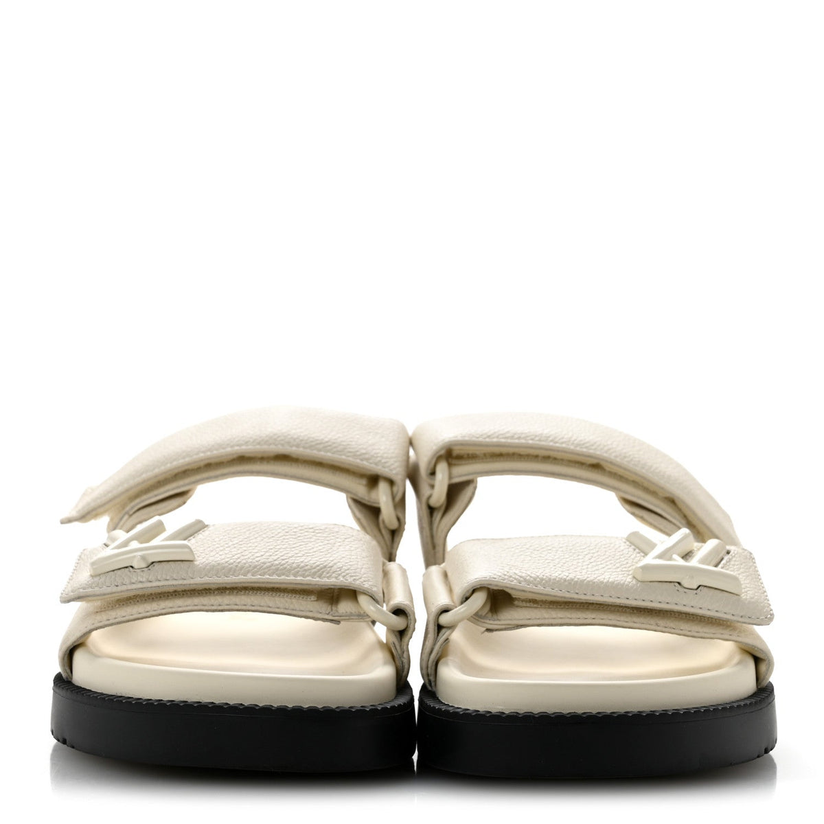 Grained Calfskin Sunset Comfort Flat Sandals  36 Light Beige