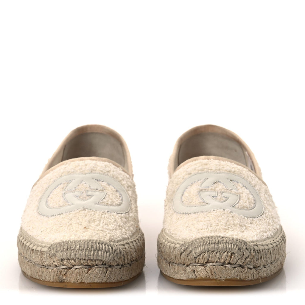 Terry Cloth Interlocking G Espadrilles 38.5 Ivory Dusty White Beige
