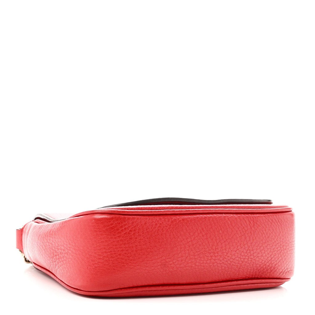 Pebbled Calfskin Small Soho Flap Crossbody Red