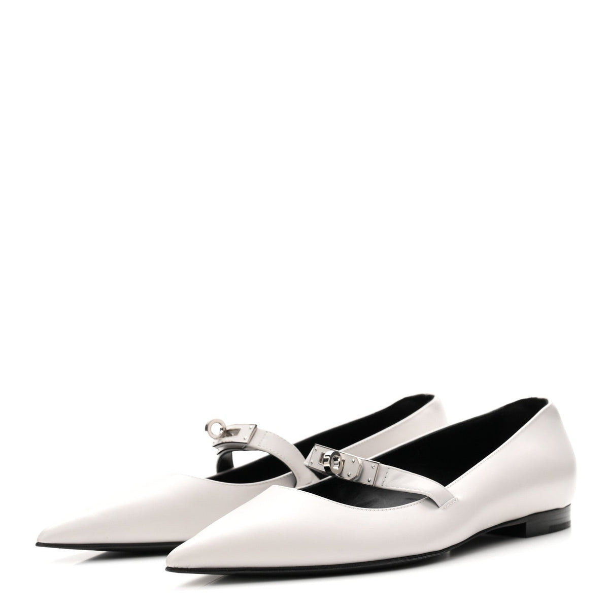 Calfskin Kelly Ballet Flat 38 Gris Clair