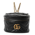 Calfskin Matelasse Mini GG Marmont Round Backpack Black