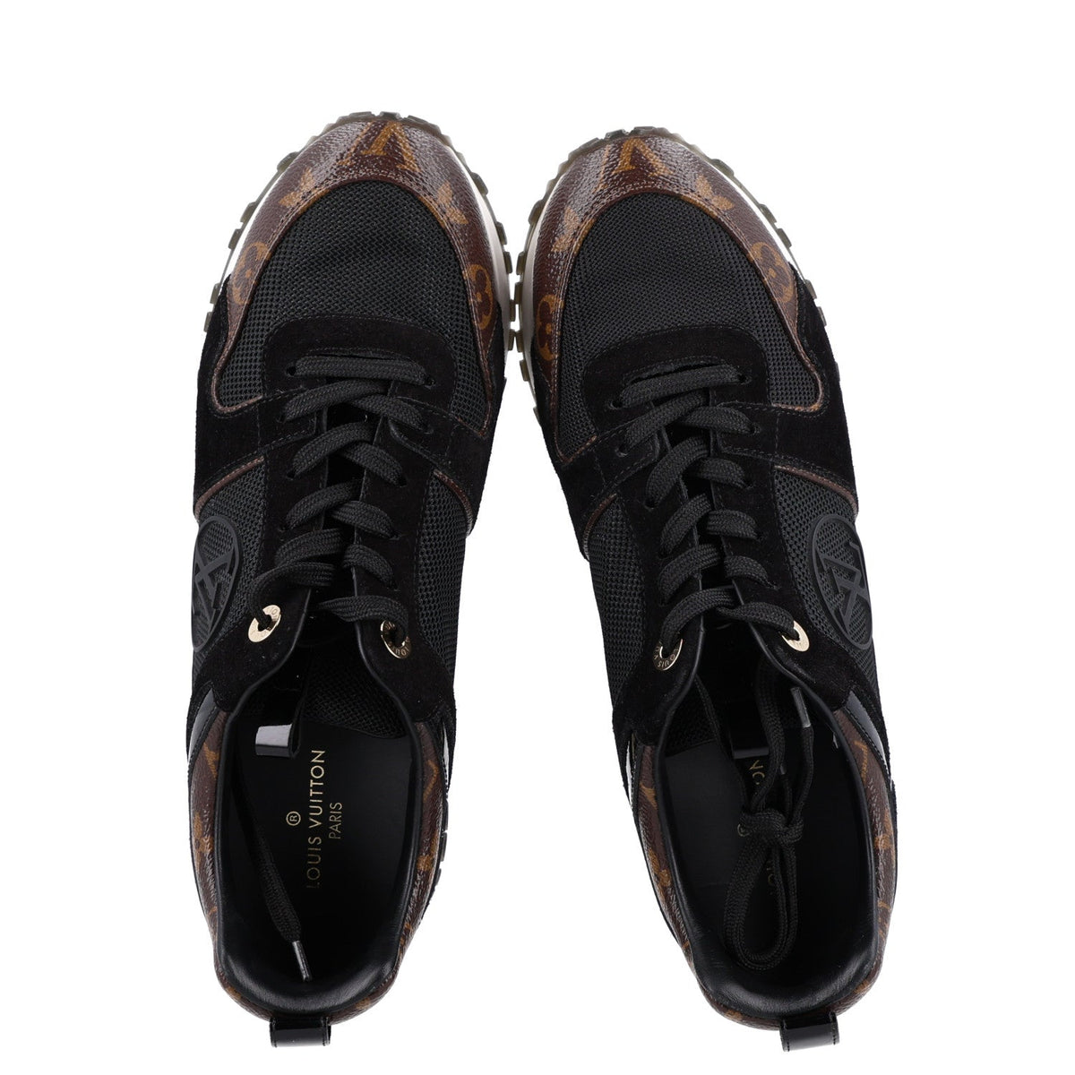 Suede Monogram Run Away Sneakers 38.5 Black