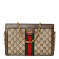 GG Supreme Monogram Web Small Ophidia Chain Shoulder Bag Brown
