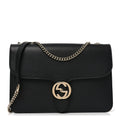 Dollar Calfskin Interlocking G Shoulder Bag Black