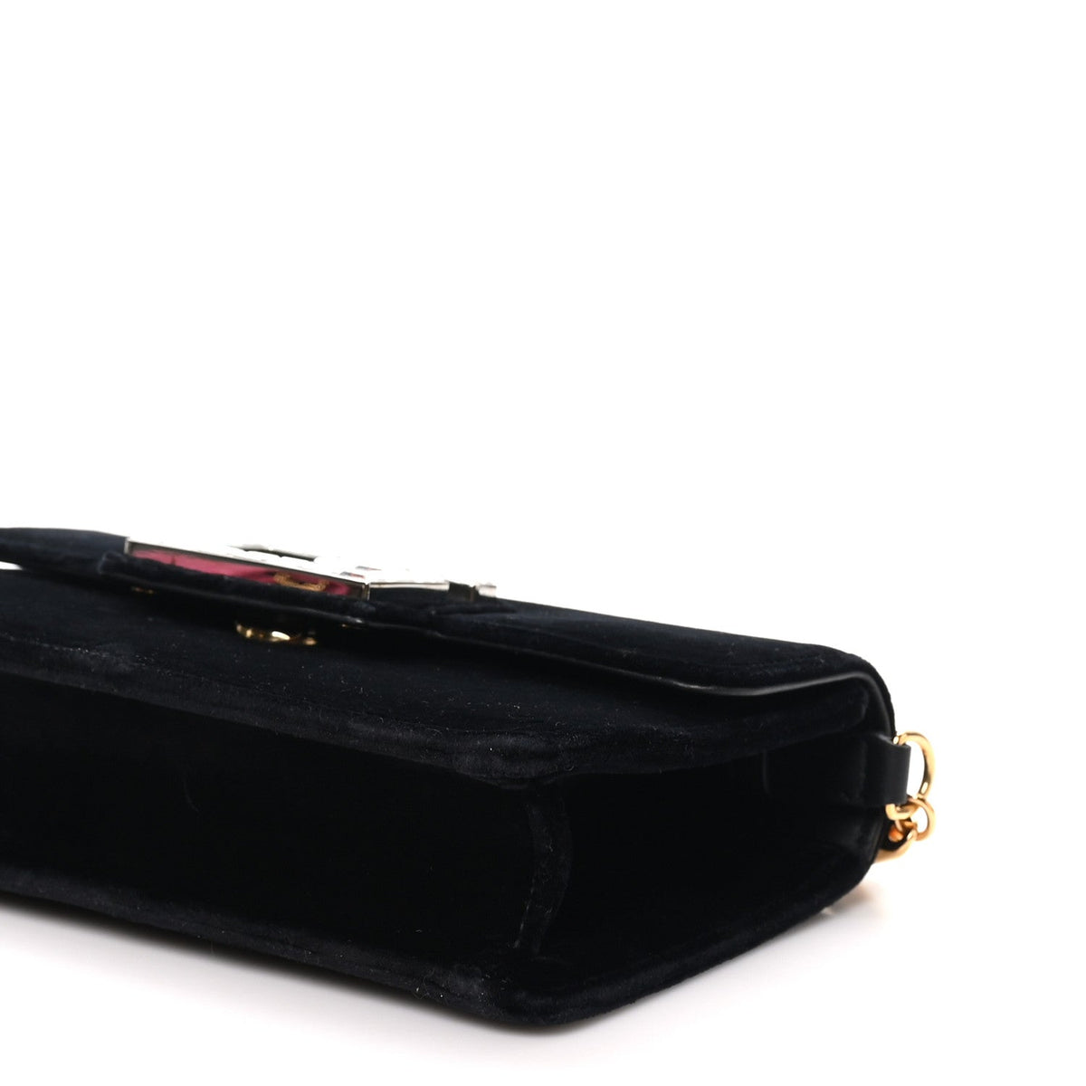 Velvet Crystal Square G Shoulder Bag Black