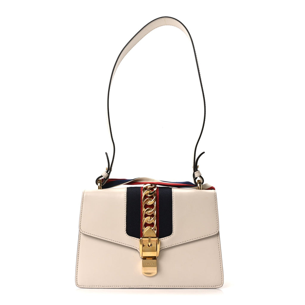 Calfskin Small Sylvie Shoulder Bag Off White