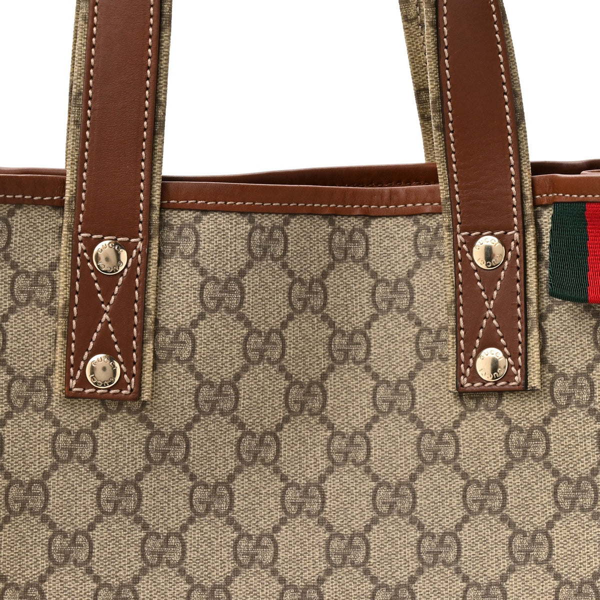 GG Plus Monogram Small Signature Web Loop Vertical Tote Light Brown