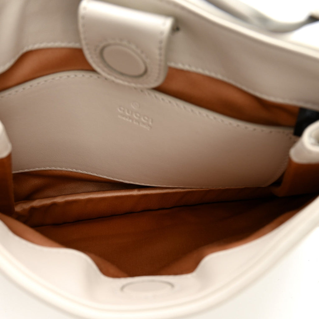 Calfskin Horsebit Slim Shoulder Bag White