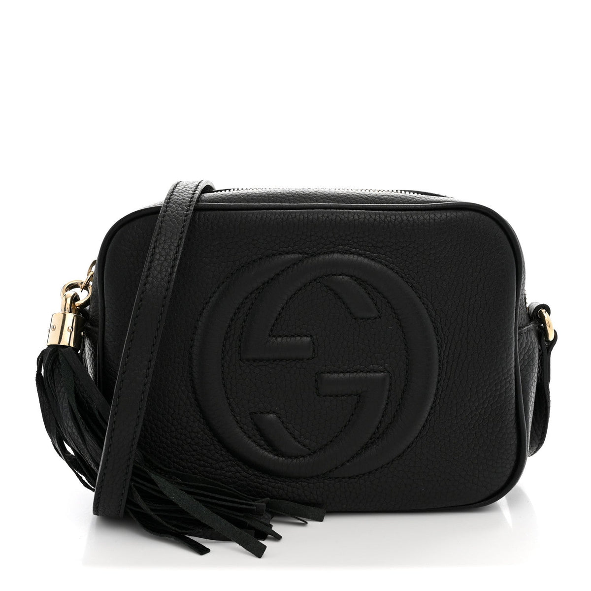 Pebbled Calfskin Small Soho Disco Bag Black