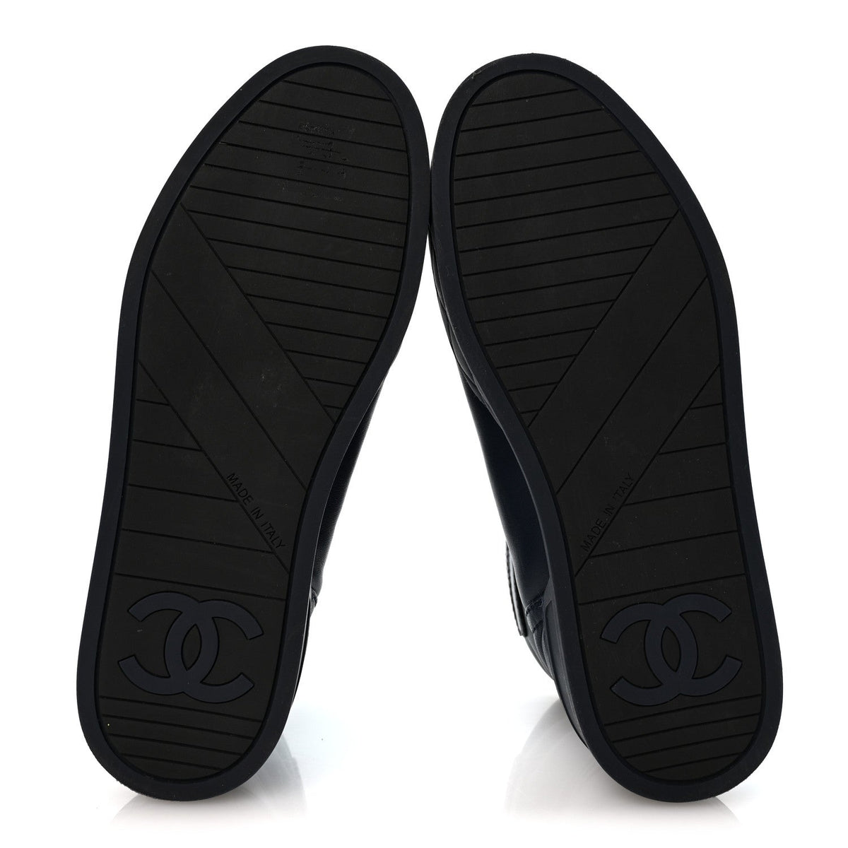 Lambskin Logo High Top Sneakers 36 Navy Black
