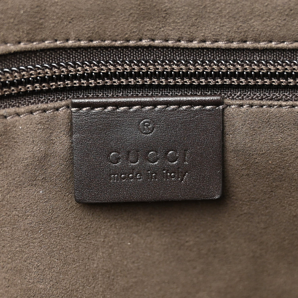 GG Supreme Monogram Medium Zippered Tote Dark Brown