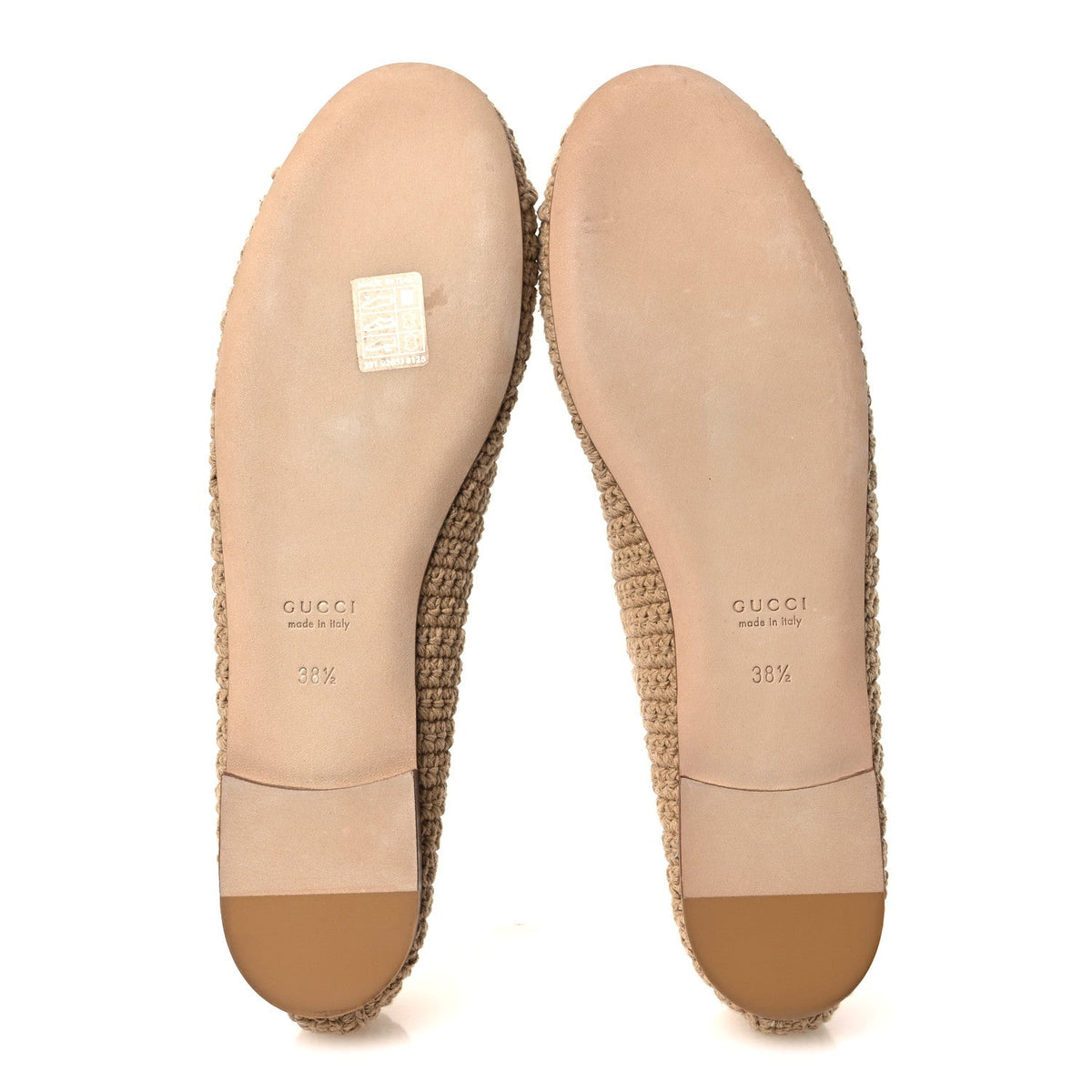 Cotton Crochet Nappa Camargue GG Ballerina Flats 38.5 Ecru Sand Storm