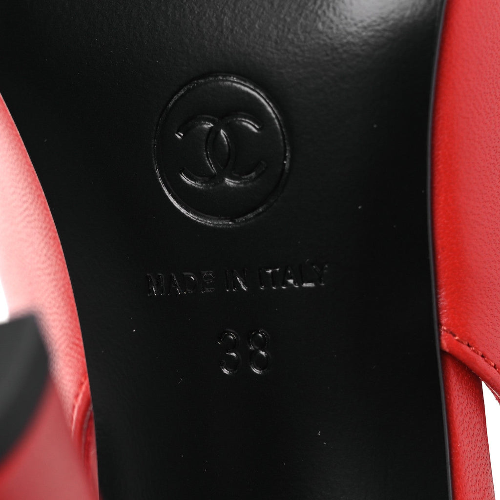 Lambskin Slingback Pumps 38 Red Black