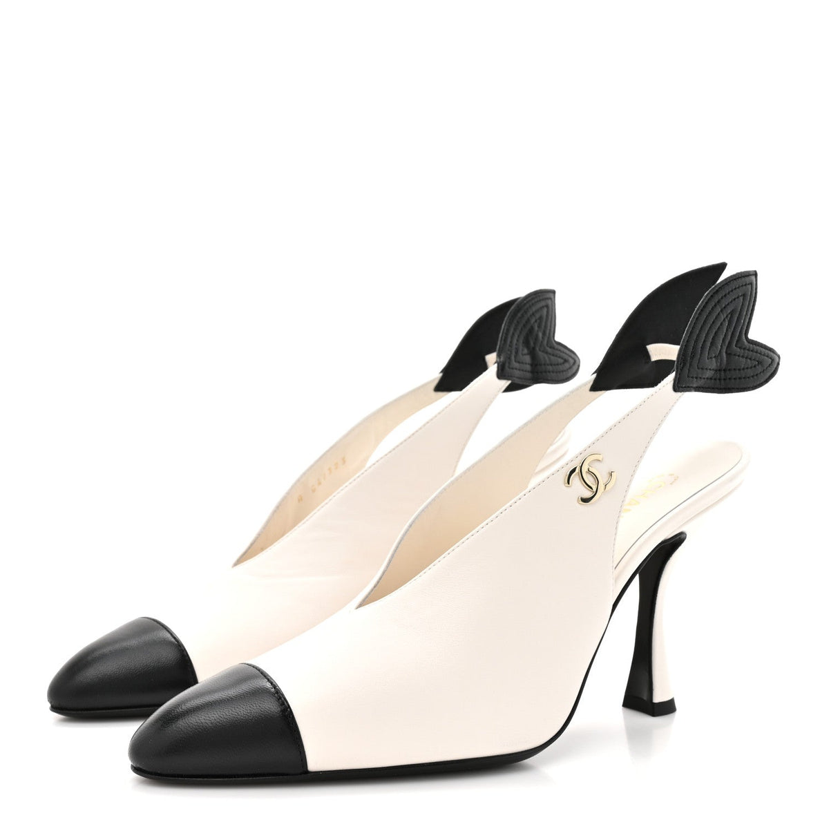 Lambskin Slingback Pumps 40 White Black