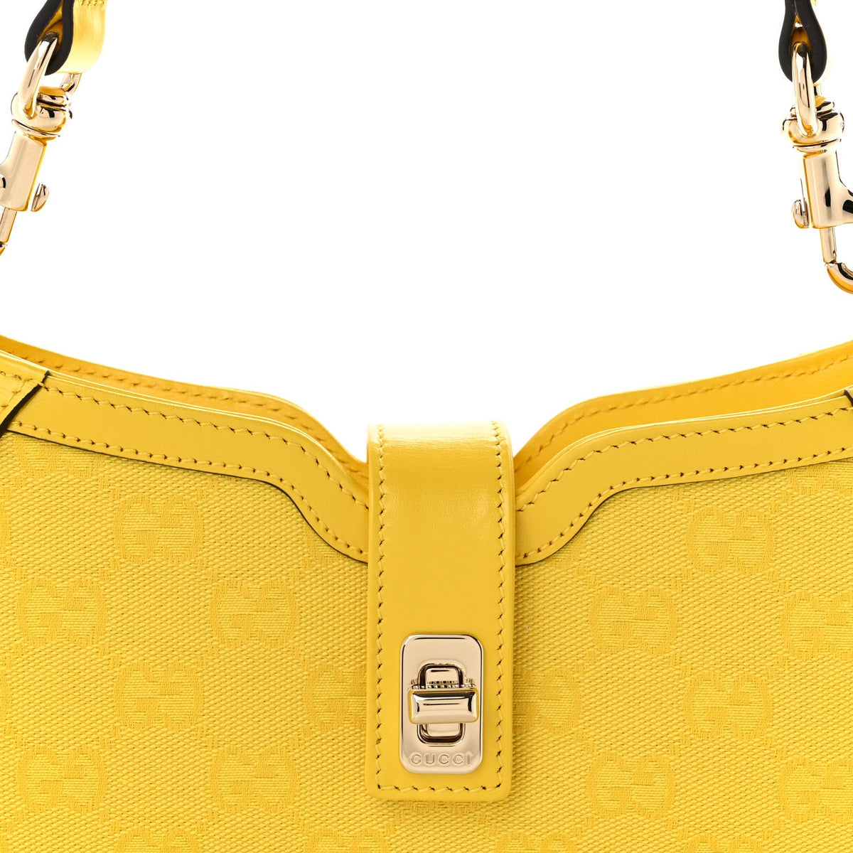 Calfskin Monogram Mini Moon Side Shoulder Bag Yellow