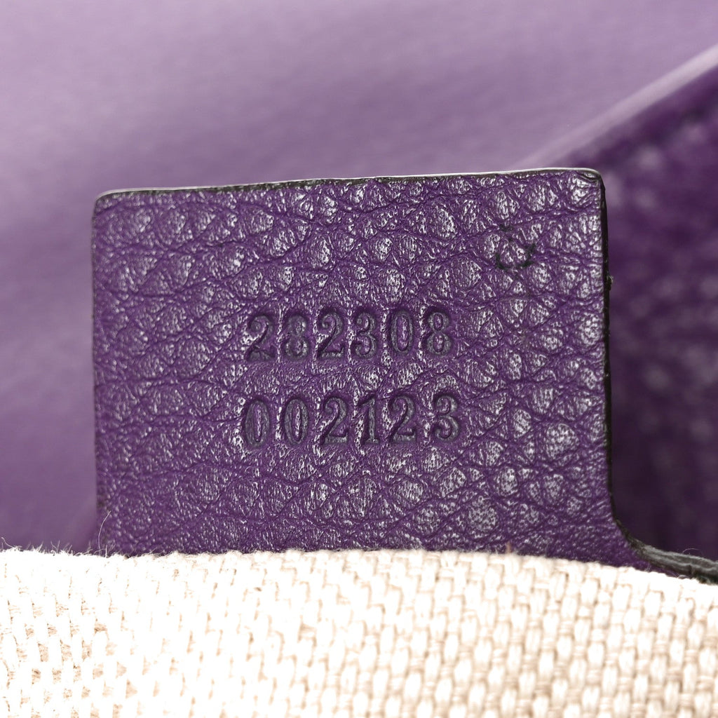 Pebbled Calfskin Large Soho Shoulder Bag Shine Purple