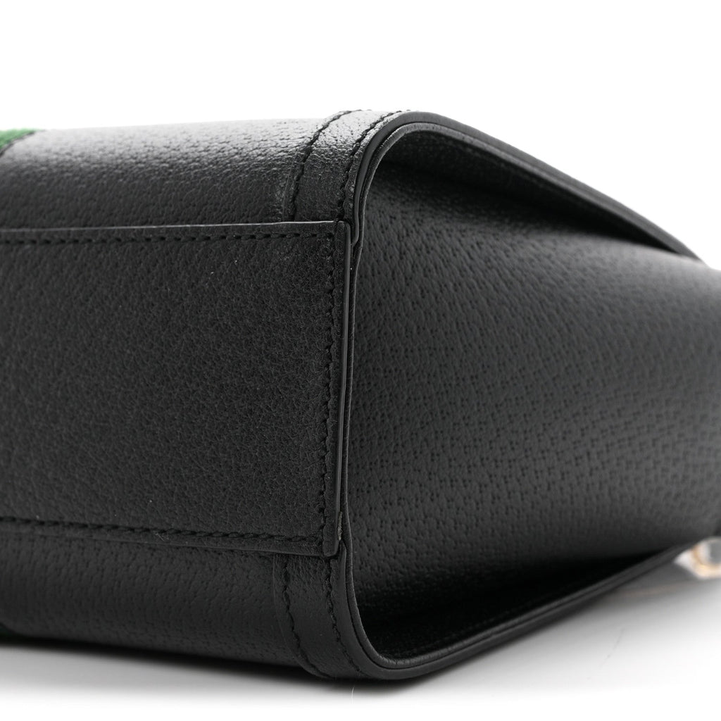 Textured Calfskin Web Small Ophidia Tote Bag Black