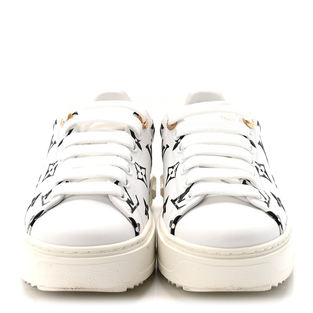 Calfskin Monogram Debossed Time Out Sneakers 35 Black