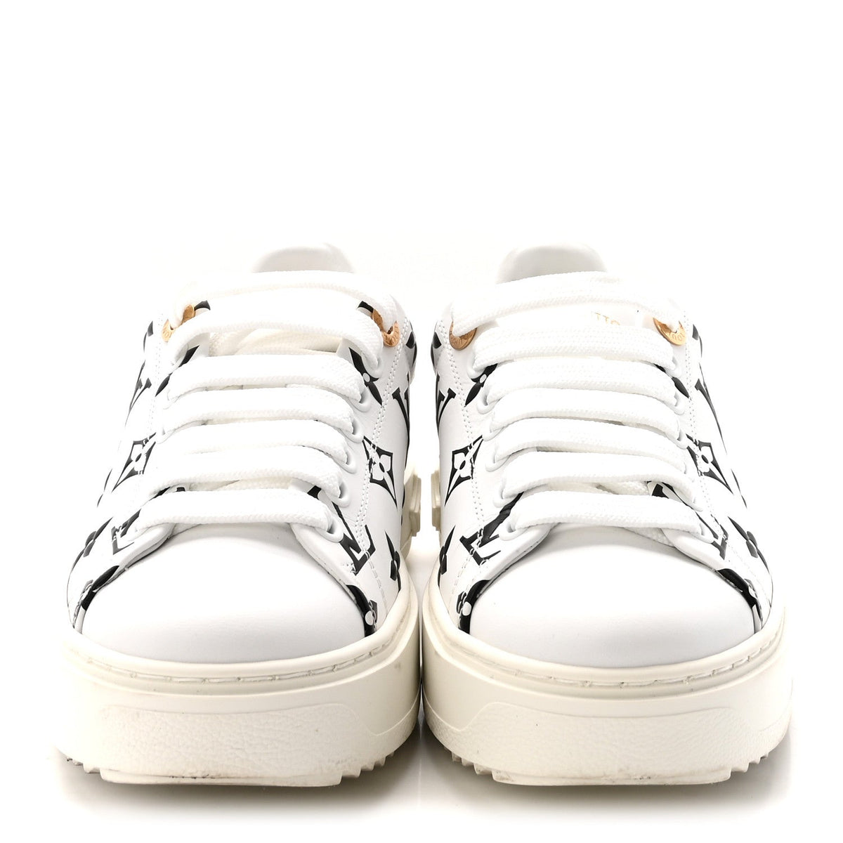 Calfskin Monogram Debossed Time Out Sneakers 35 Black