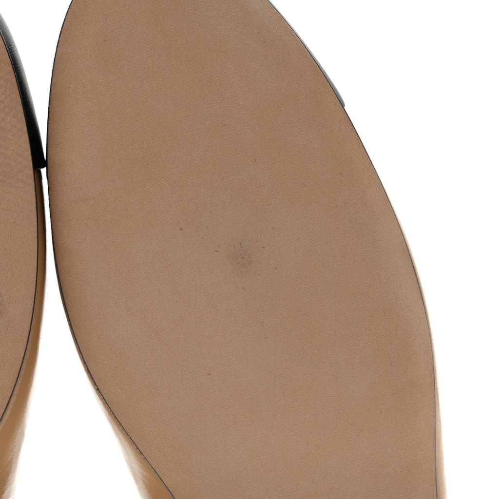 Lambskin Cap Toe Ankle Chain Ballerina Flats 41 Beige Black