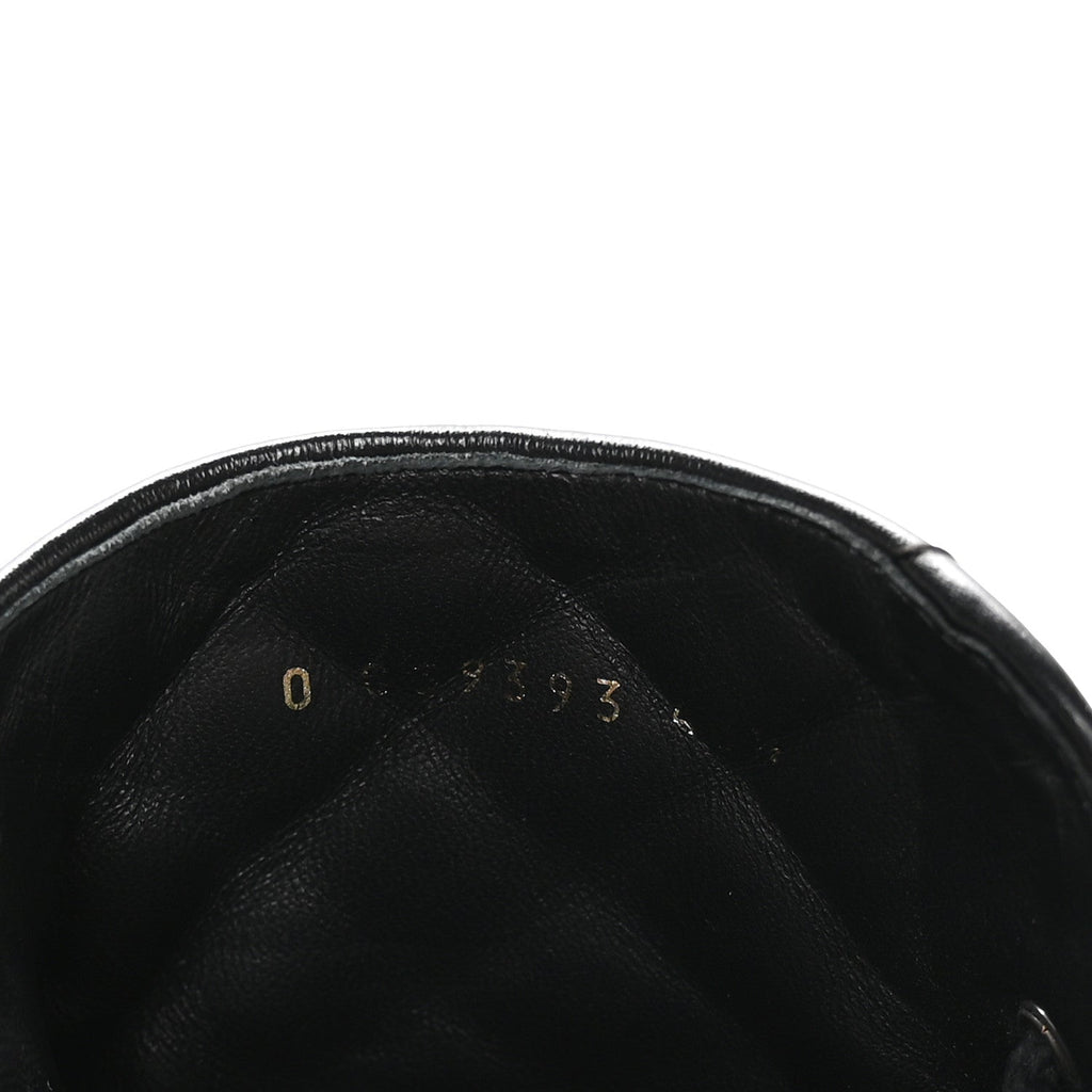 Shiny Calfskin Patent Quilted Chain Lace Up Combat Boots 40.5 Black
