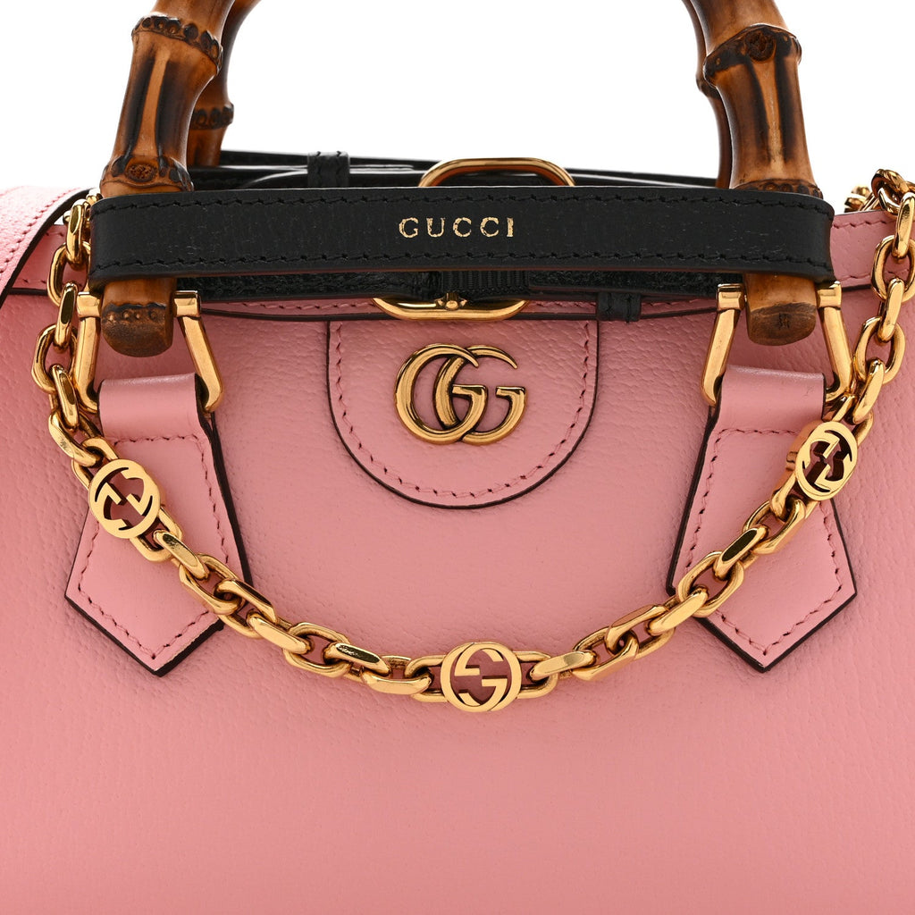 Textured Dollar Calfskin Web Small Diana Shoulder Bag Wild Rose Black