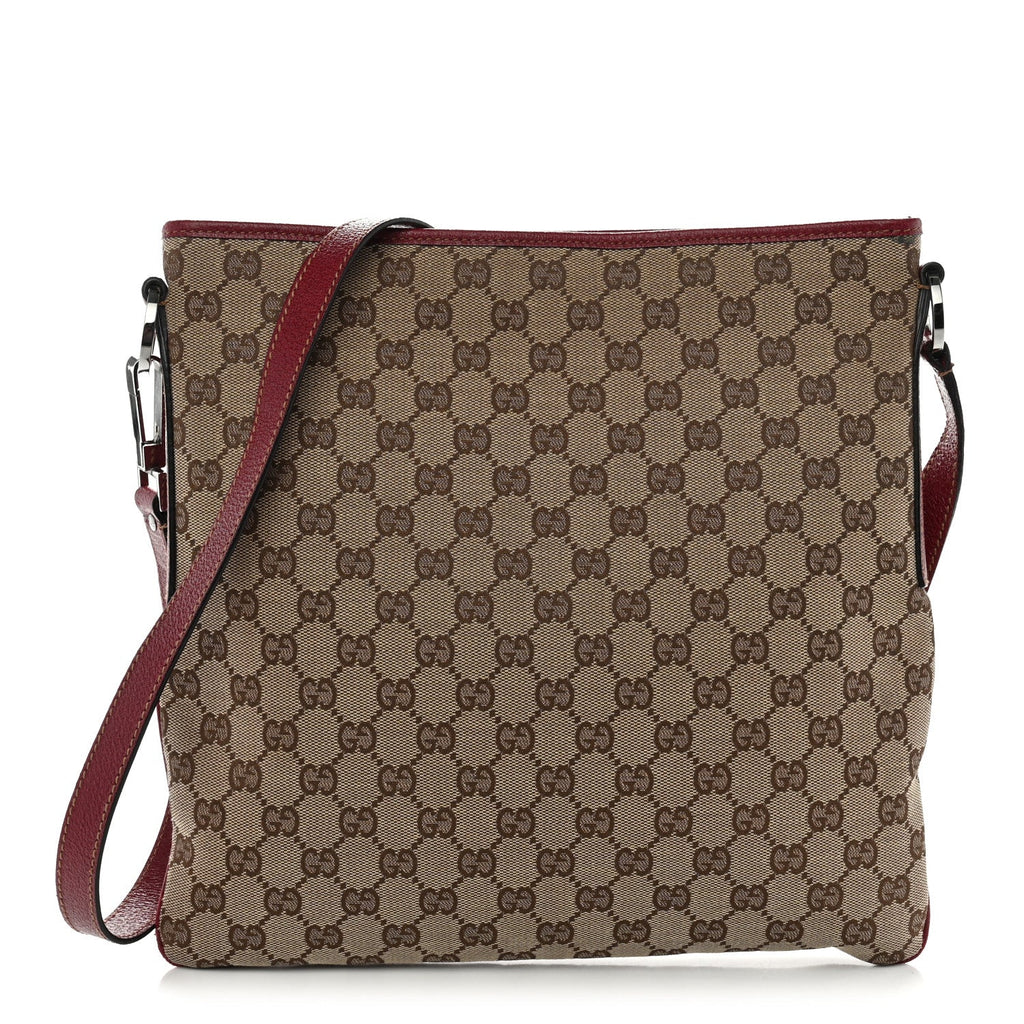 GG Supreme Monogram Medium Flat Messenger Bag Red