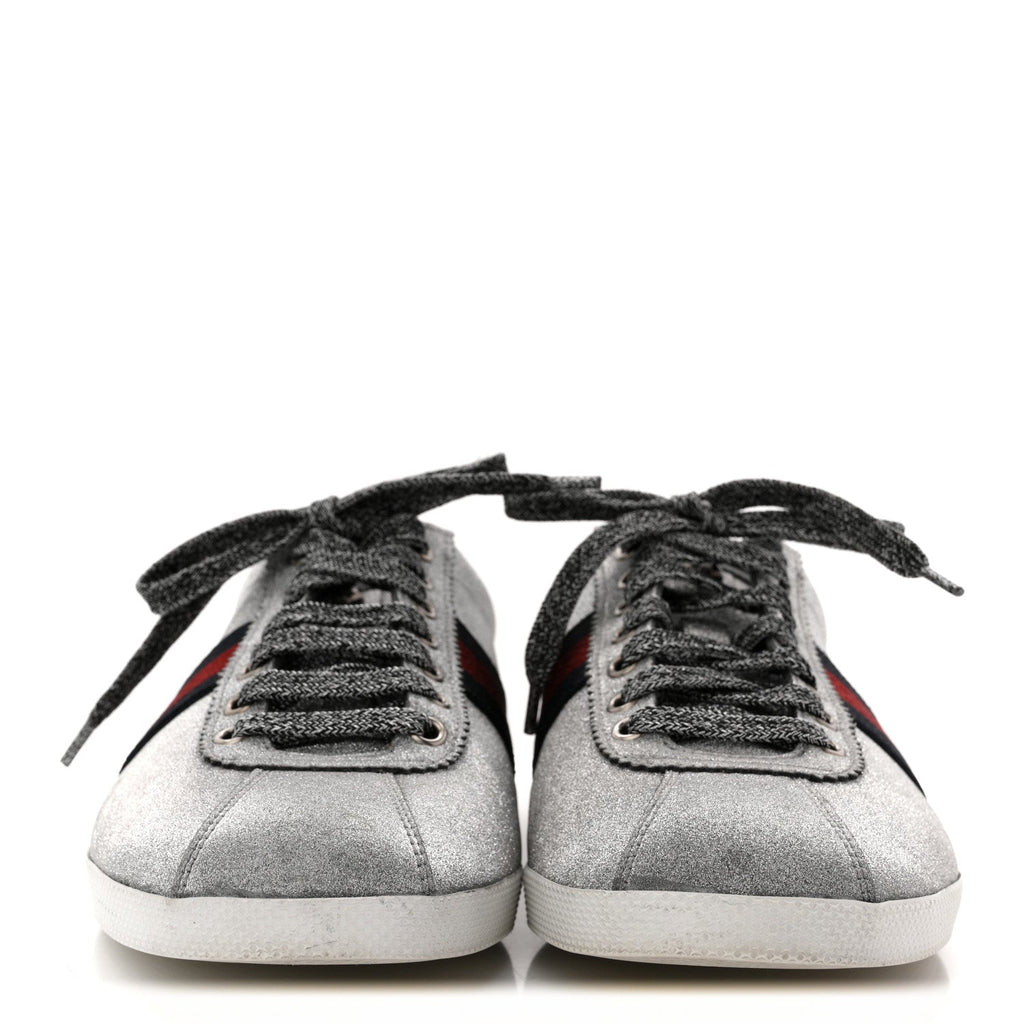 Glitter Fabric Studded Web Mens Sneakers 9 Silver