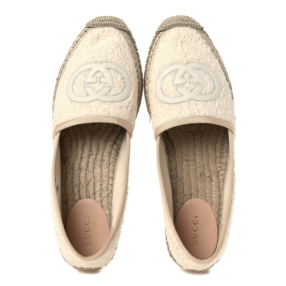 Terry Cloth Interlocking G Espadrilles 38.5 Ivory Dusty White Beige