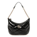 Patent Calfskin Matelasse GG Marmont Half Moon Hobo Black