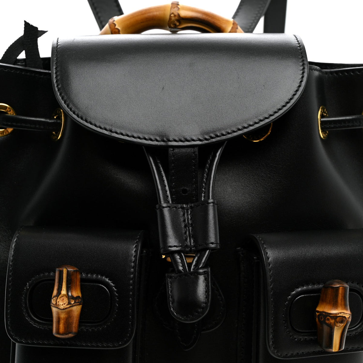 Calfskin Bamboo Backpack Black