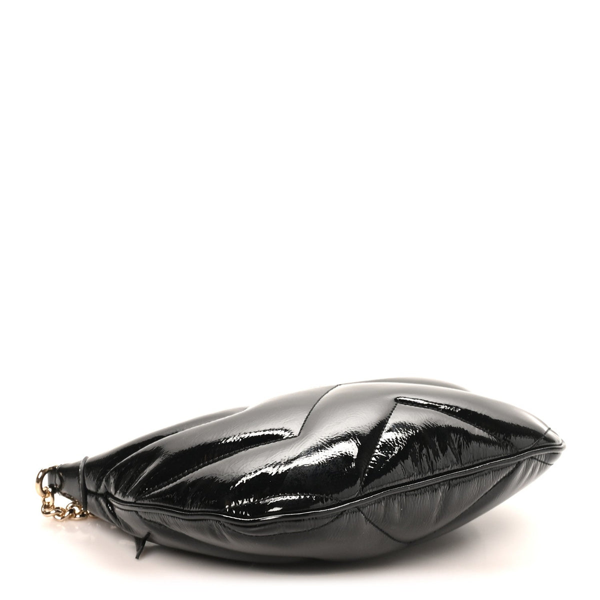 Patent Calfskin Matelasse GG Marmont Half Moon Hobo Black