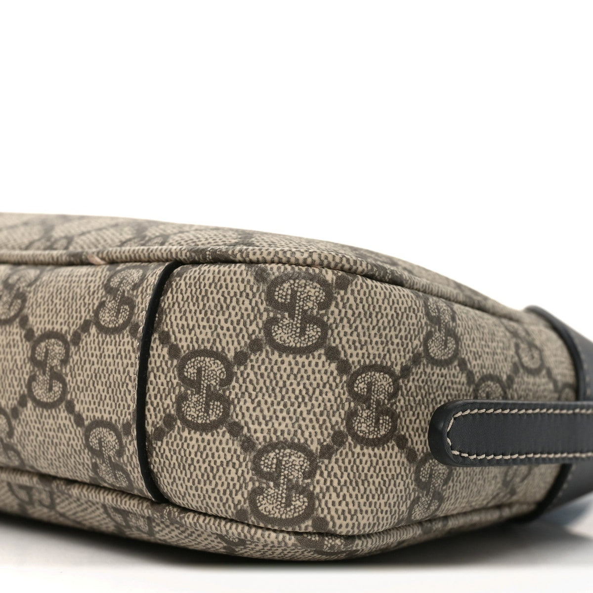 GG Supreme Monogram Textured Calfskin Small Emblem Shoulder Bag Beige Black