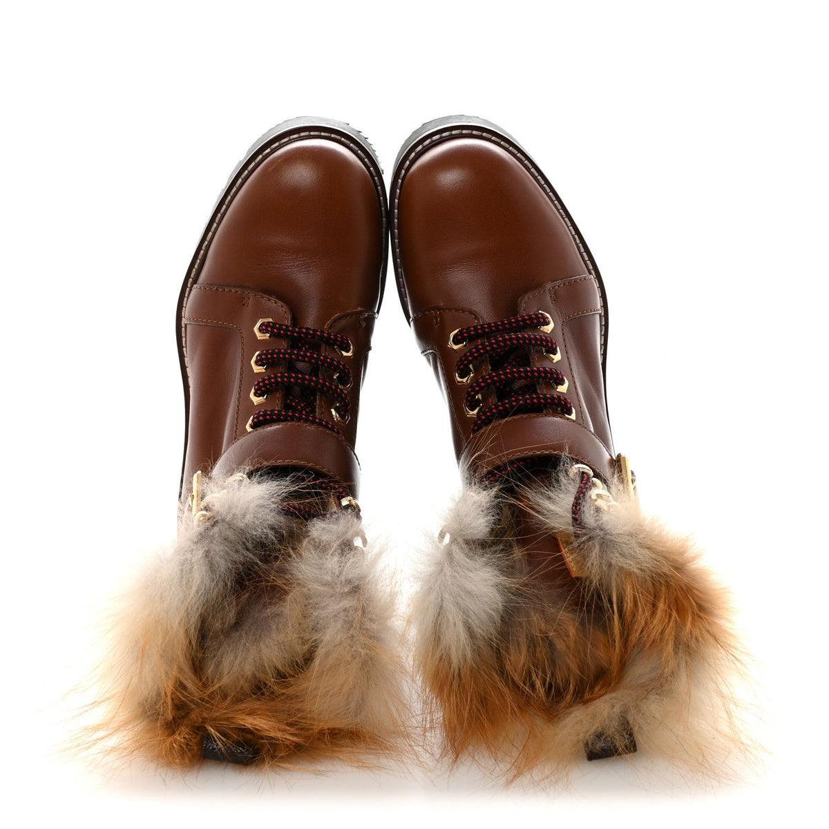 Calfskin Fur Territory Flat Ranger Combat Boots 37 Cognac