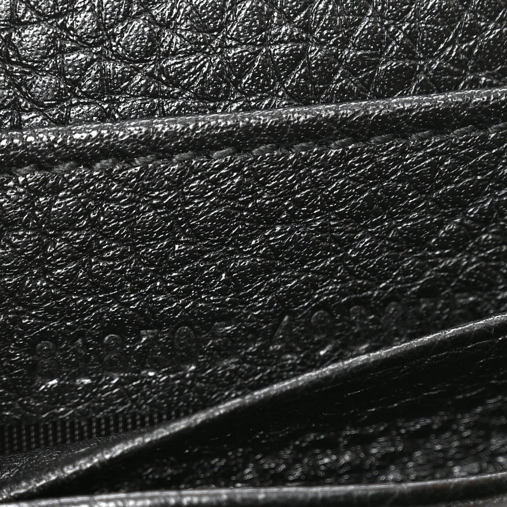 GG Grainy Calfskin Emblem Wallet On Chain Black