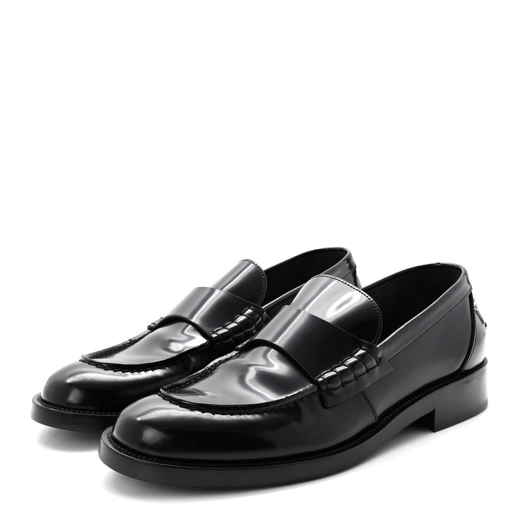 Shiny Calfskin Logo Loafers 39 Black