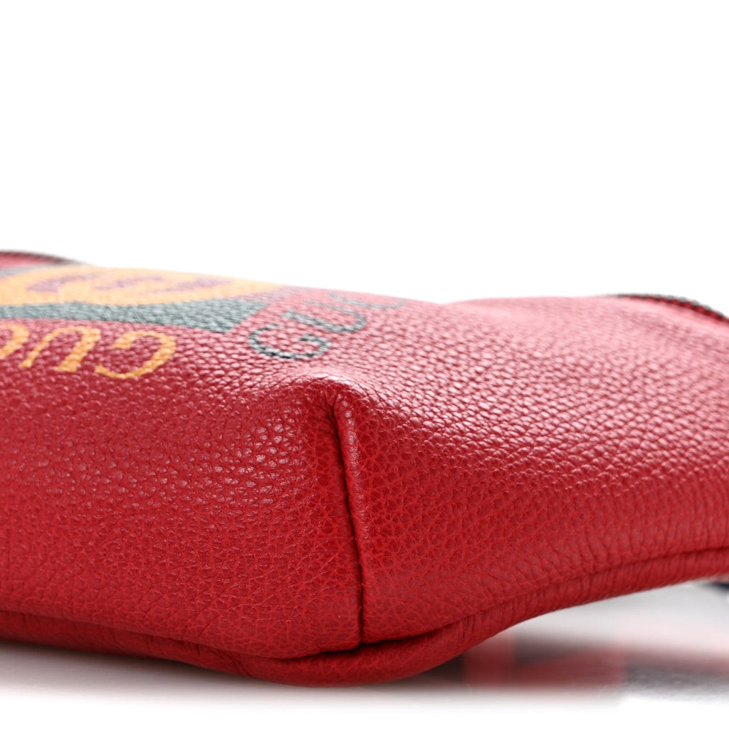 Grained Calfskin Small Logo Belt Bag Hibiscus Red