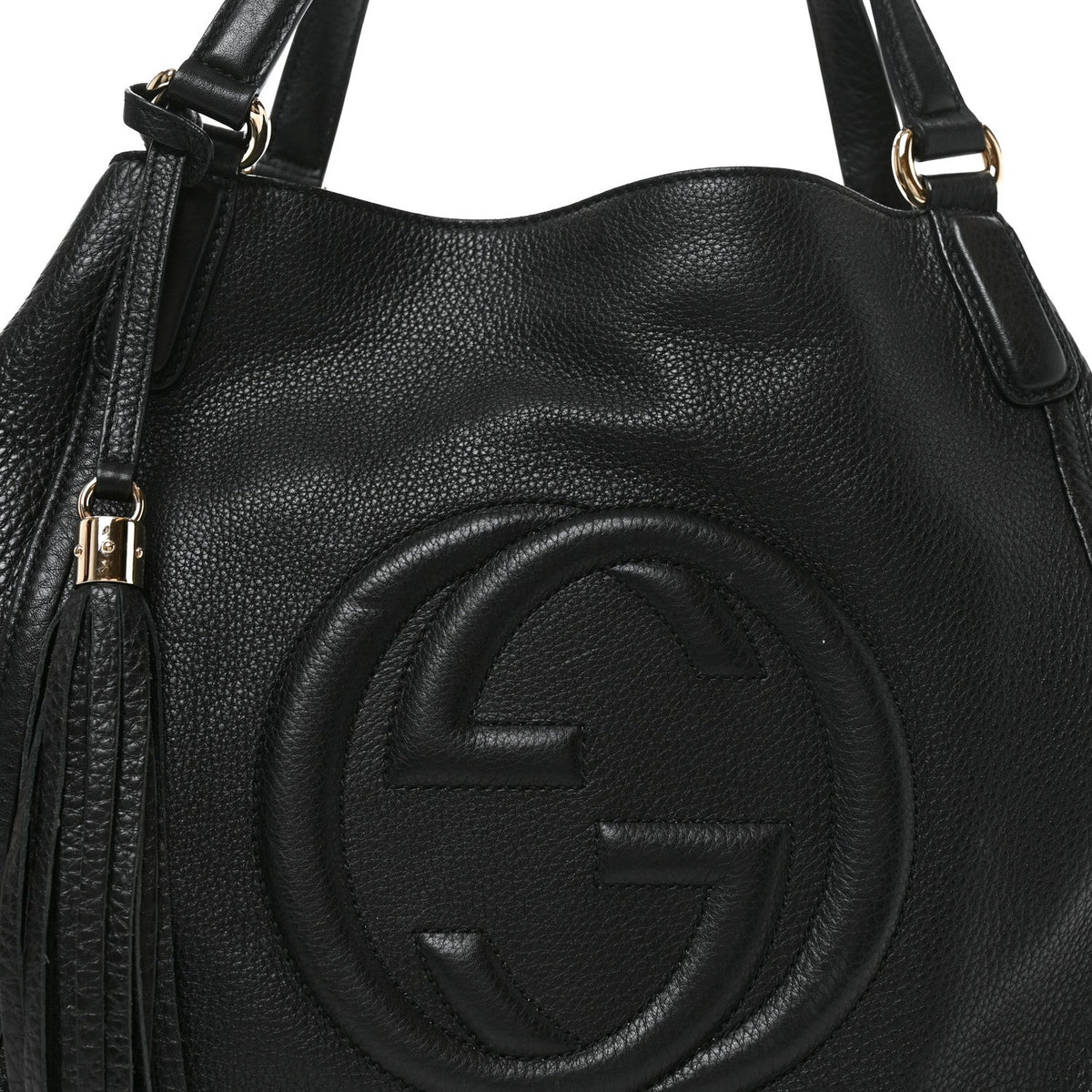 Pebbled Calfskin Medium Soho Shoulder Bag Black