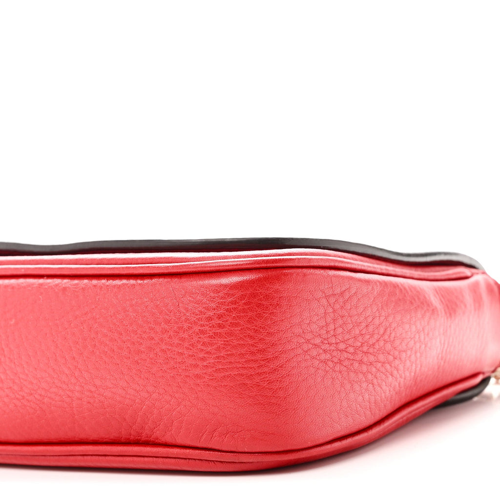 Pebbled Calfskin Small Soho Flap Crossbody Red