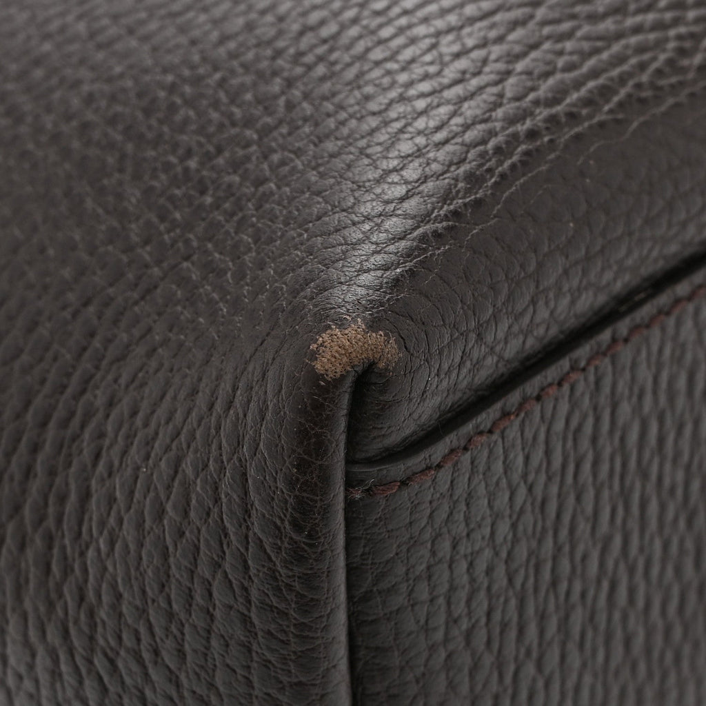 Calfskin Medium Braided Handle Gifford Tote Dark Brown