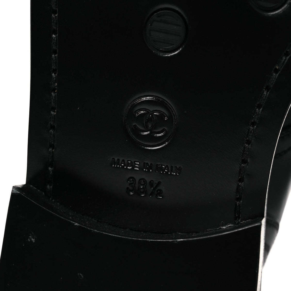 Calfskin Grosgrain Lace Up Combat Boots 38.5 Black