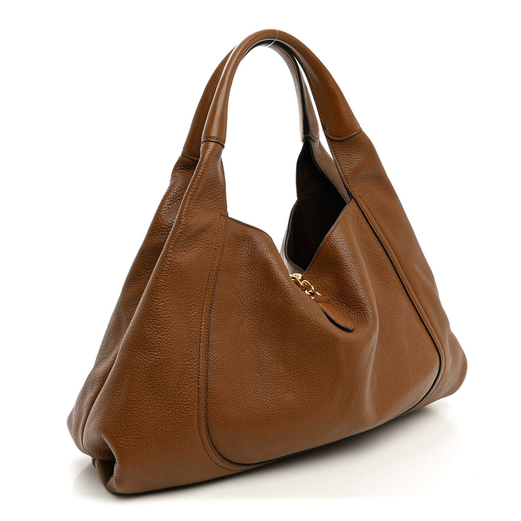 Grained Calfskin Softbit Maxi Shoulder Bag Brown