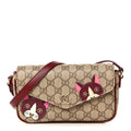 GG Supreme Monogram Cat Print Mini Shoulder Bag Beige Ebony Rosso Ancora