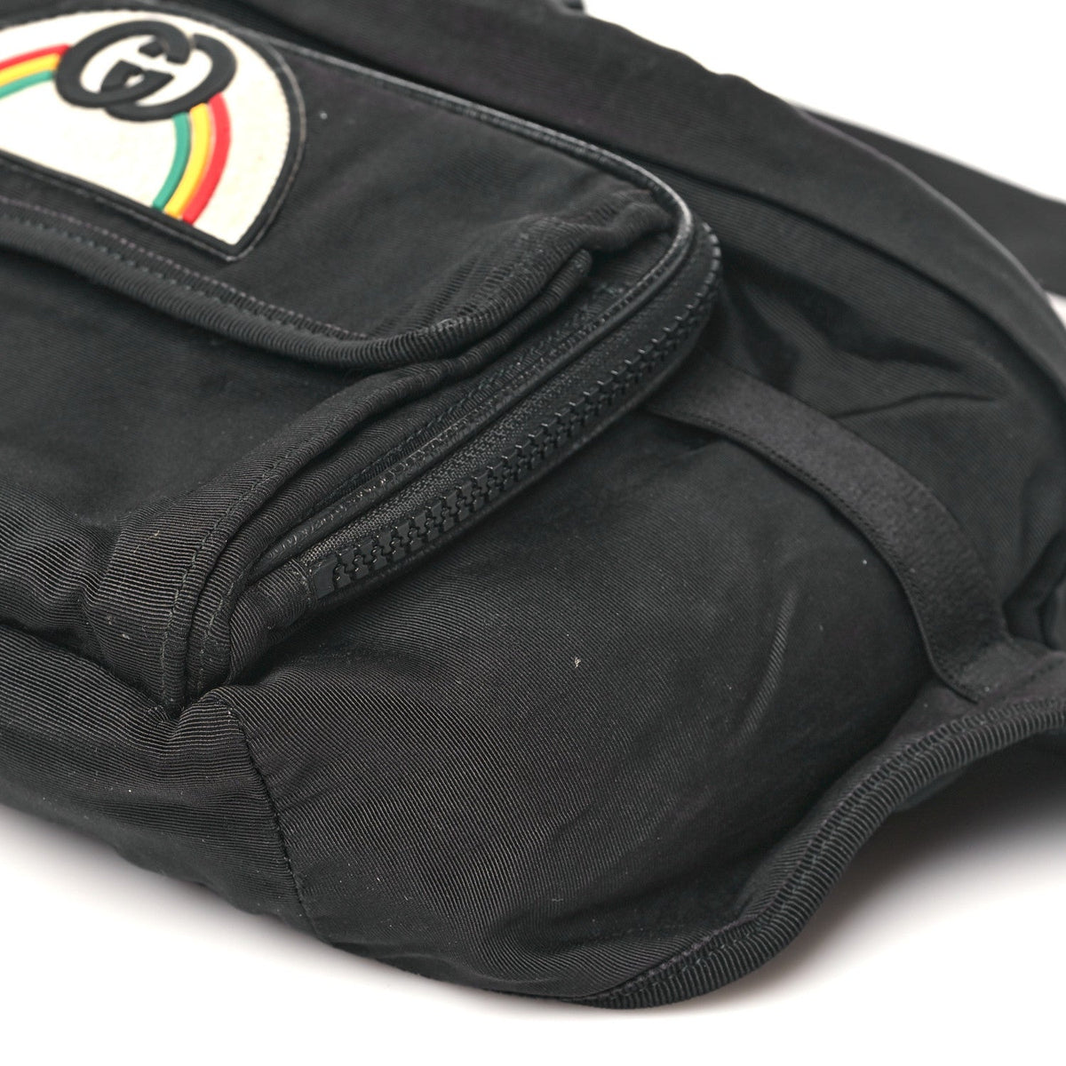 Nylon Retro Patch Convertible Belt Bag Black
